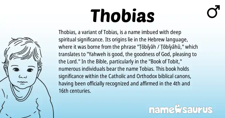 Infographic about Thobias name meaning, Thobias is a name from Hebrew origin(s).