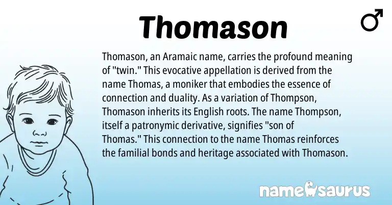 Infographic about Thomason name meaning, Thomason is a name from Aramaic, English origin(s).