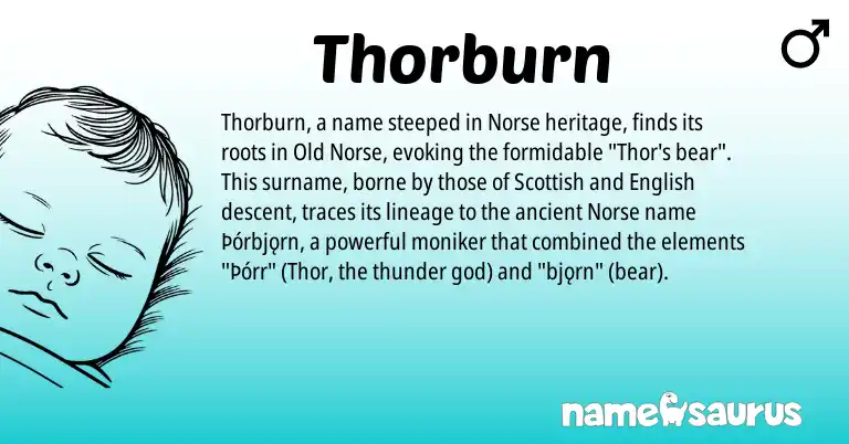Infographic about Thorburn name meaning, Thorburn is a name from Old Norse, English, Scottish, Norse origin(s).