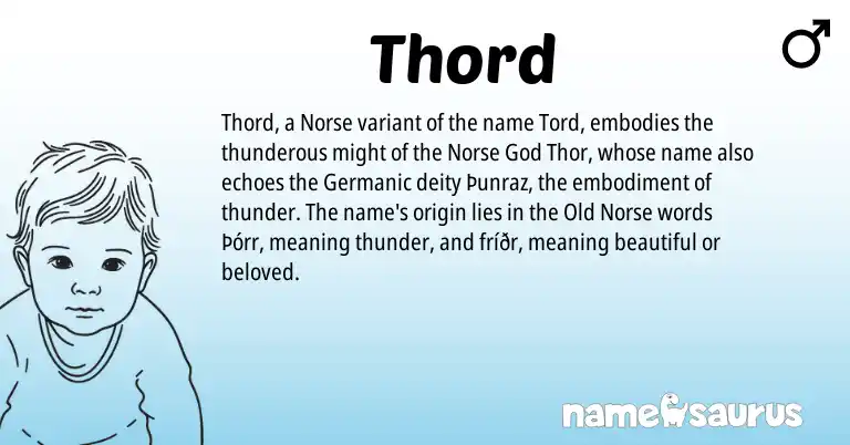 Infographic about Thord name meaning, Thord is a name from Old Norse, Germanic, Norse origin(s).