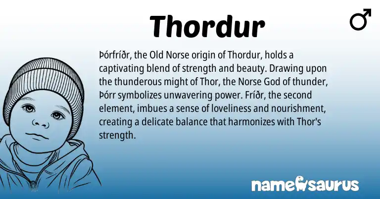 Infographic about Thordur name meaning, Thordur is a name from Old Norse, Norse origin(s).
