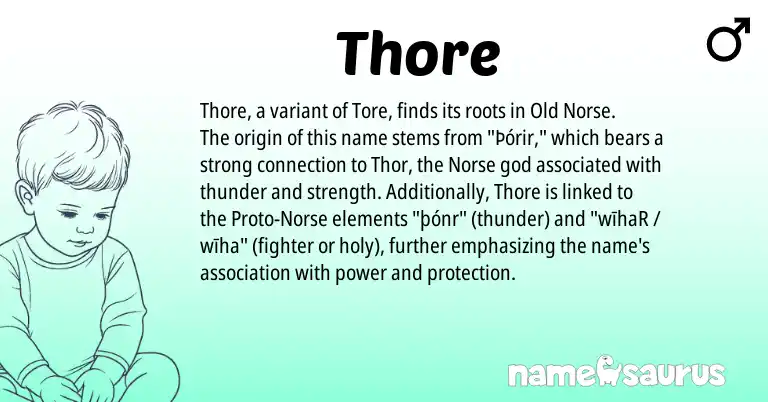 Infographic about Thore name meaning, Thore is a name from Old Norse, Norse origin(s).