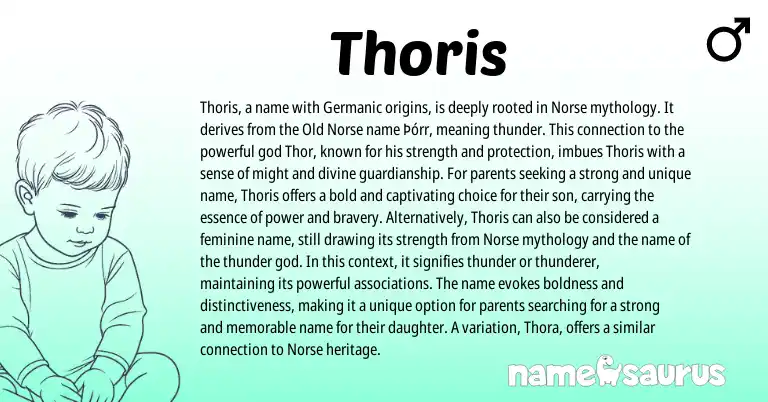 Infographic about Thoris name meaning, Thoris is a name from Germanic, Norse origin(s).