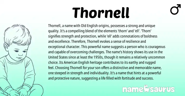 Infographic about Thornell name meaning, Thornell is a name from English origin(s).
