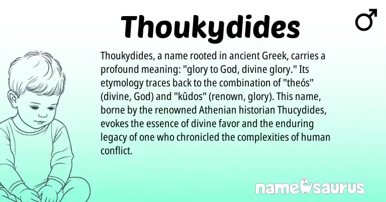 Infographic about Thoukydides name meaning, Thoukydides is a name from Greek origin(s).