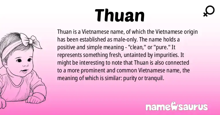 Infographic about Thuan name meaning, Thuan is a name from Vietnamese origin(s).