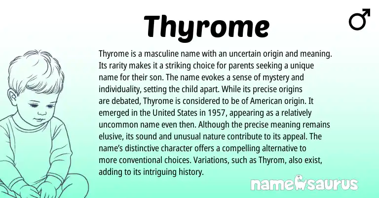 Infographic about Thyrome name meaning, Thyrome is a name from Other origin(s).