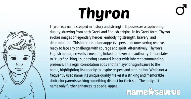 Infographic about Thyron name meaning, Thyron is a name from Greek origin(s).
