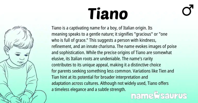 Infographic about Tiano name meaning, Tiano is a name from Italian origin(s).