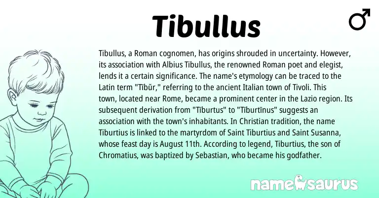 Infographic about Tibullus name meaning, Tibullus is a name from Roman, Latin, Italian origin(s).