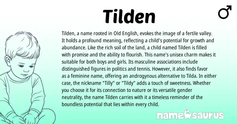 Infographic about Tilden name meaning, Tilden is a name from Old English origin(s).