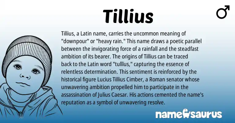 Infographic about Tillius name meaning, Tillius is a name from Roman, Latin origin(s).