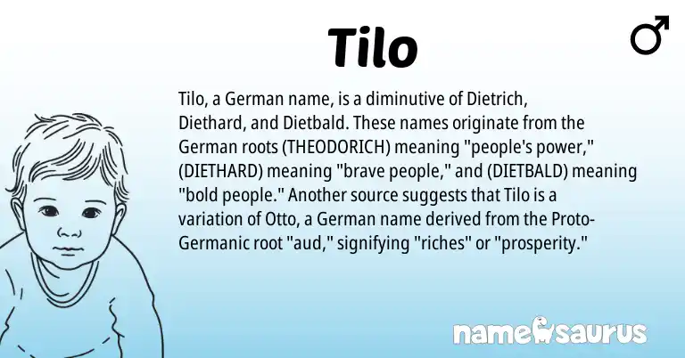 Infographic about Tilo name meaning, Tilo is a name from German, Germanic origin(s).