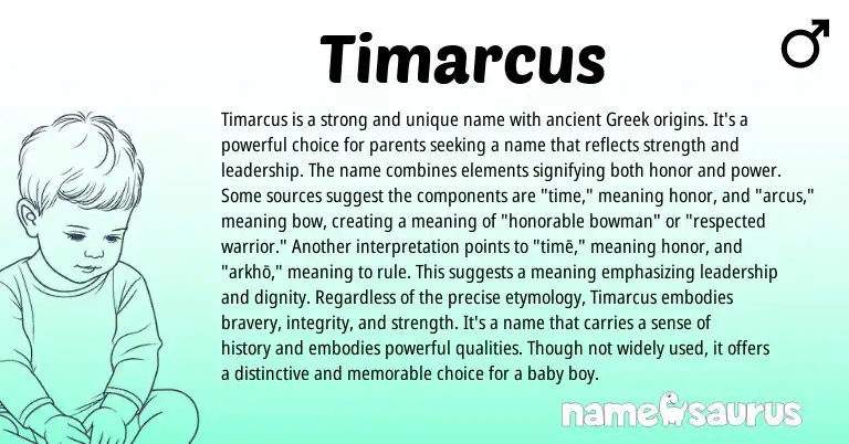 Infographic about Timarcus name meaning, Timarcus is a name from Other origin(s).