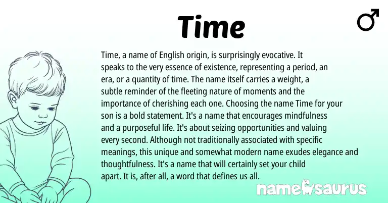 Infographic about Time name meaning, Time is a name from English origin(s).