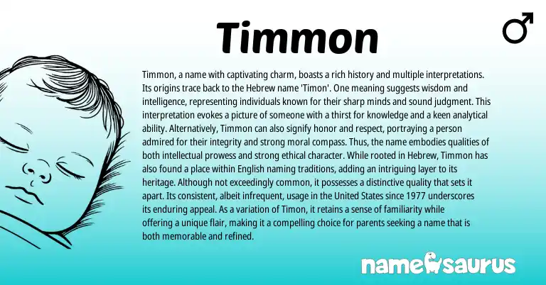 Infographic about Timmon name meaning, Timmon is a name from Hebrew origin(s).