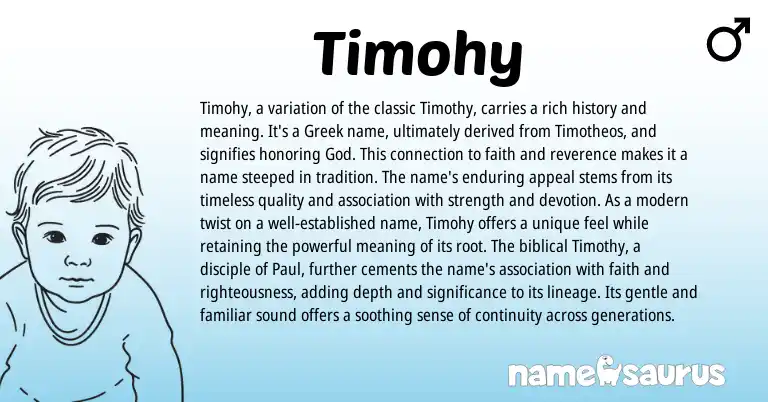 Infographic about Timohy name meaning, Timohy is a name from Greek, Biblical origin(s).