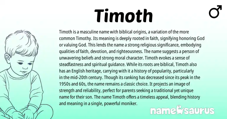 Infographic about Timoth name meaning, Timoth is a name from Biblical origin(s).