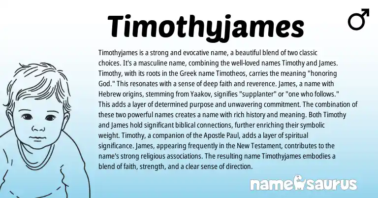 Infographic about Timothyjames name meaning, Timothyjames is a name from English origin(s).