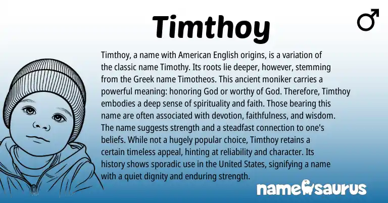 Infographic about Timthoy name meaning, Timthoy is a name from Greek, English origin(s).