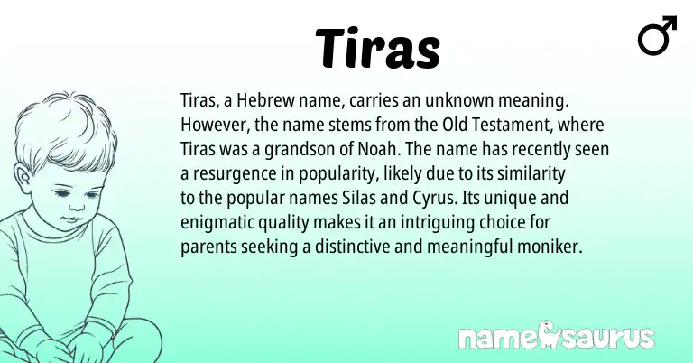 Infographic about Tiras name meaning, Tiras is a name from Hebrew origin(s).