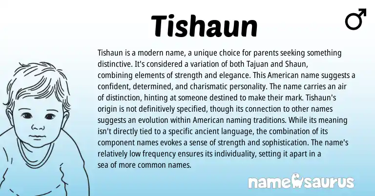 Infographic about Tishaun name meaning, Tishaun is a name from Persian origin(s).