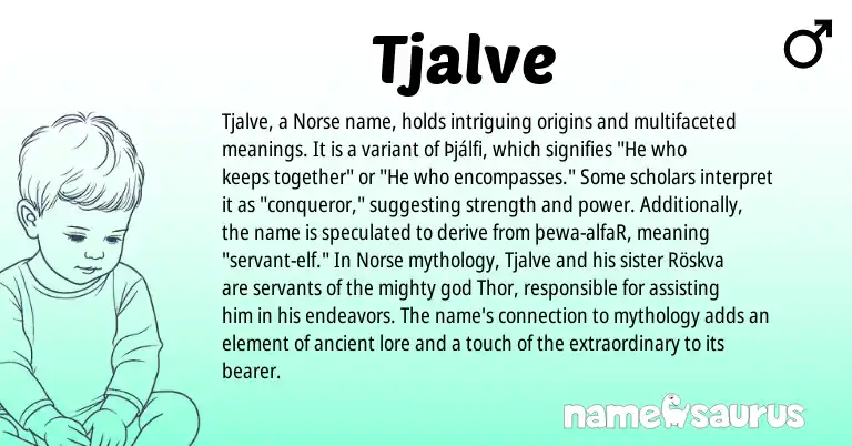 Infographic about Tjalve name meaning, Tjalve is a name from Norse origin(s).