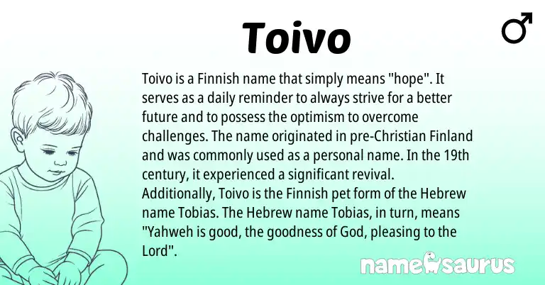 Infographic about Toivo name meaning, Toivo is a name from Finnish, Hebrew origin(s).