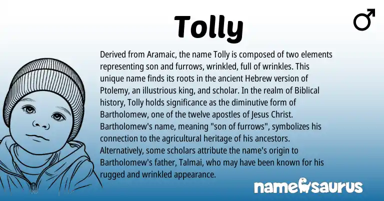 Infographic about Tolly name meaning, Tolly is a name from Aramaic, Hebrew origin(s).