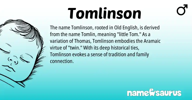 Infographic about Tomlinson name meaning, Tomlinson is a name from Aramaic, Old English origin(s).
