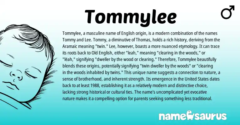 Infographic about Tommylee name meaning, Tommylee is a name from Aramaic, English origin(s).