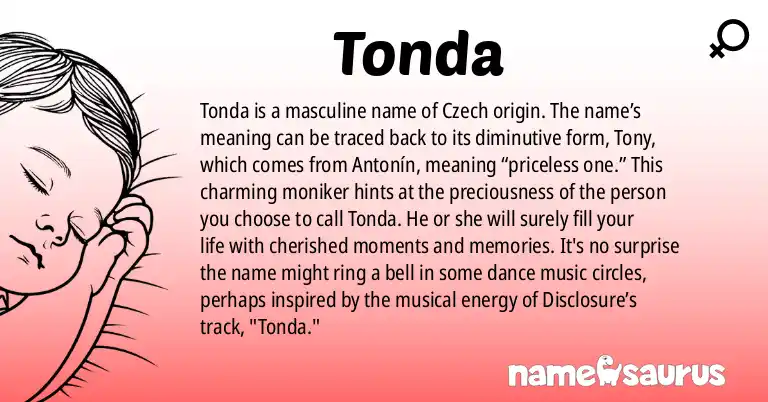 Infographic about Tonda name meaning, Tonda is a name from Czech origin(s).