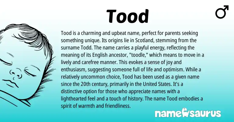 Infographic about Tood name meaning, Tood is a name from English origin(s).
