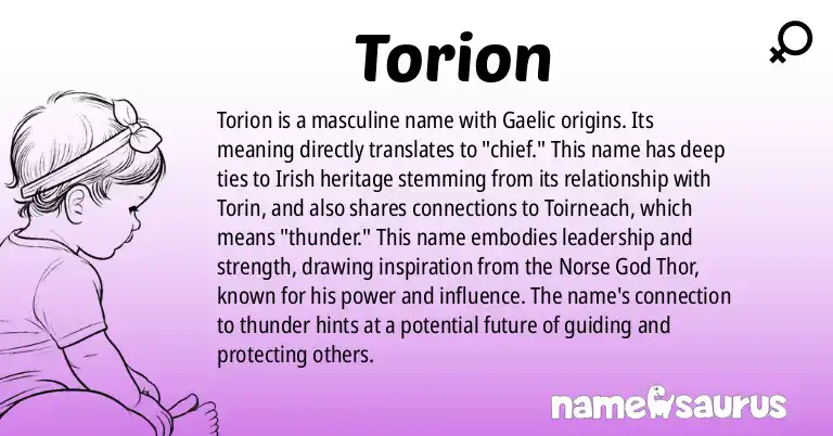 Infographic about Torion name meaning, Torion is a name from Gaelic origin(s).