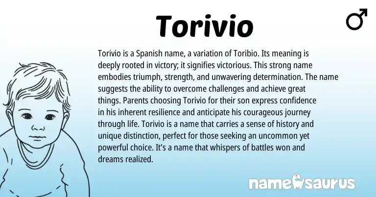 Infographic about Torivio name meaning, Torivio is a name from Spanish origin(s).