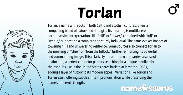Infographic about Torlan name meaning, Torlan is a name from Celtic origin(s).