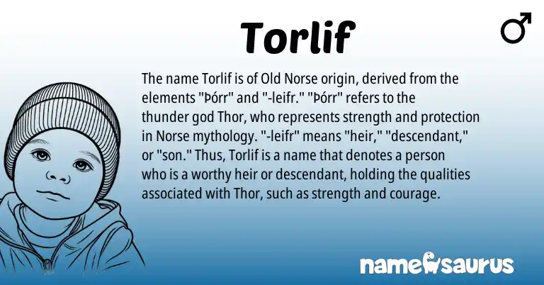 Infographic about Torlif name meaning, Torlif is a name from Old Norse, Norse origin(s).
