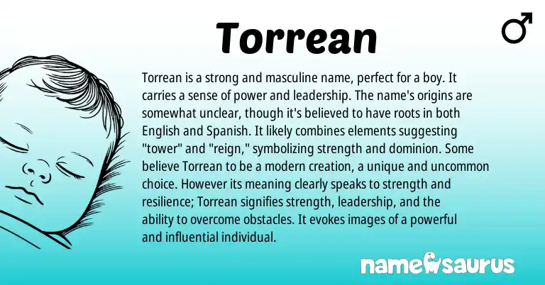 Infographic about Torrean name meaning, Torrean is a name from English, Spanish origin(s).
