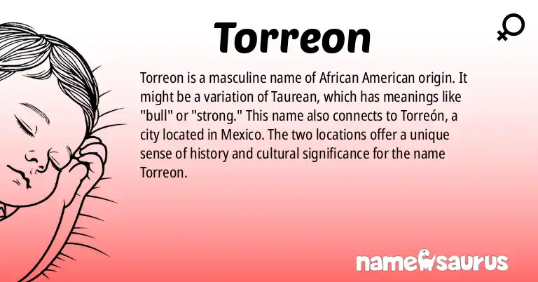 Infographic about Torreon name meaning, Torreon is a name from African American origin(s).