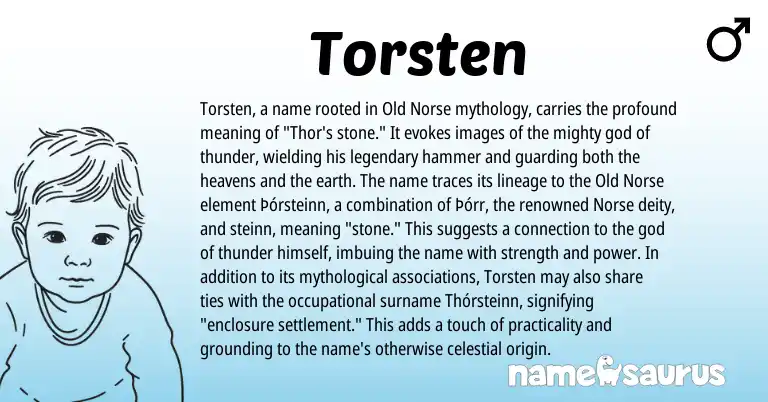 Infographic about Torsten name meaning, Torsten is a name from Old Norse, Norse origin(s).