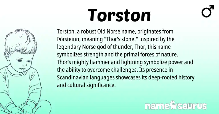 Infographic about Torston name meaning, Torston is a name from Old Norse, Scandinavian, Norse origin(s).
