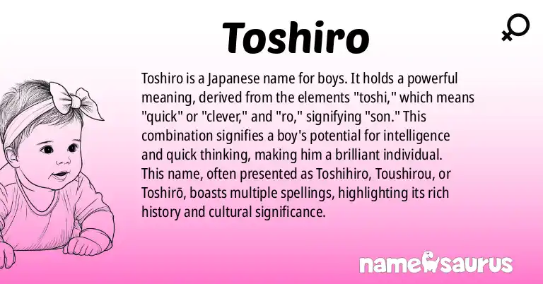 Infographic about Toshiro name meaning, Toshiro is a name from Japanese origin(s).