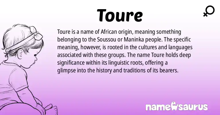 Infographic about Toure name meaning, Toure is a name from African origin(s).