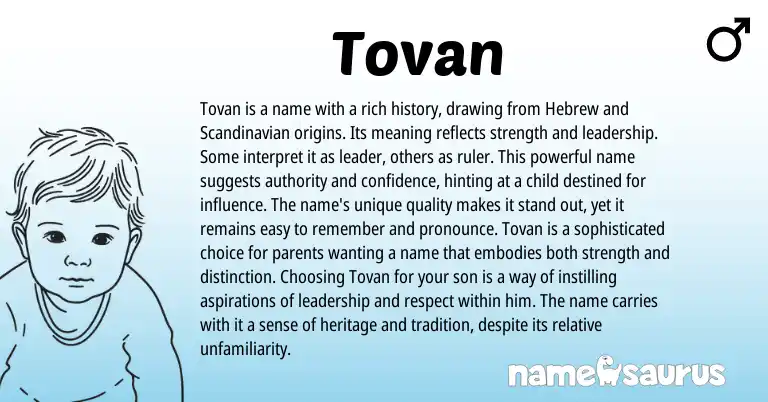 Infographic about Tovan name meaning, Tovan is a name from Other origin(s).