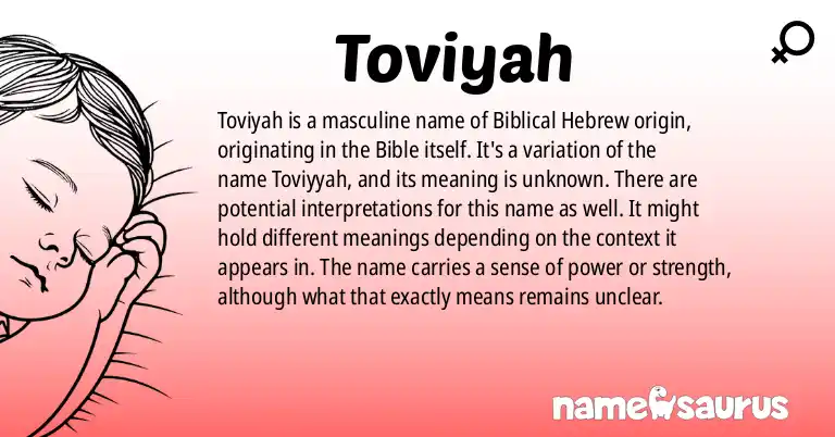 Infographic about Toviyah name meaning, Toviyah is a name from Biblical Hebrew, Biblical origin(s).