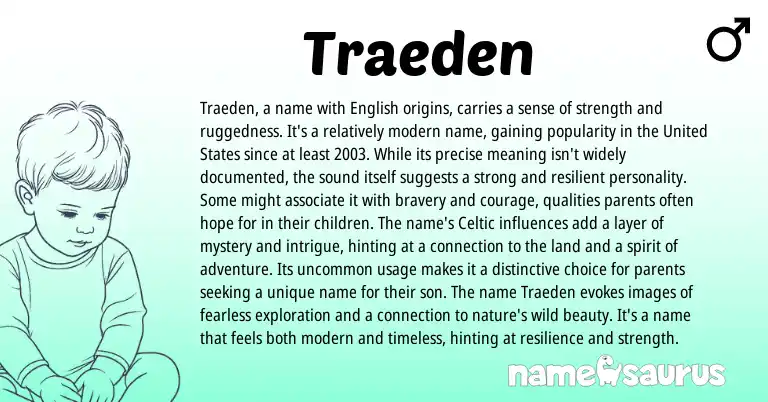 Infographic about Traeden name meaning, Traeden is a name from Celtic origin(s).