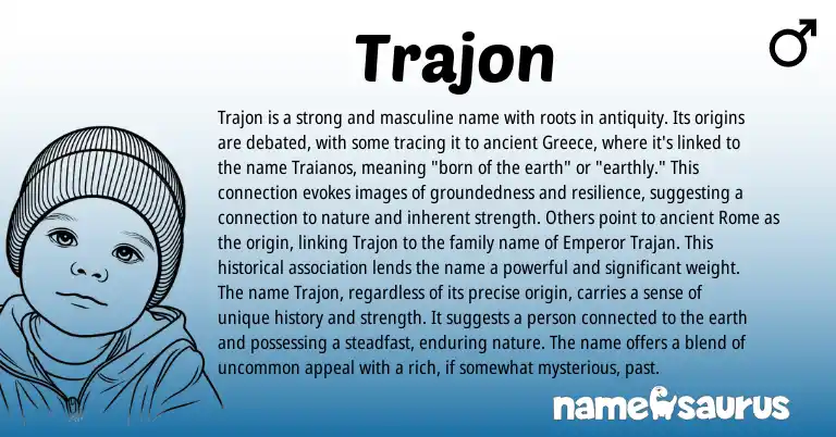 Infographic about Trajon name meaning, Trajon is a name from Greek origin(s).