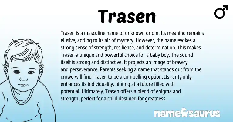 Infographic about Trasen name meaning, Trasen is a name from English origin(s).