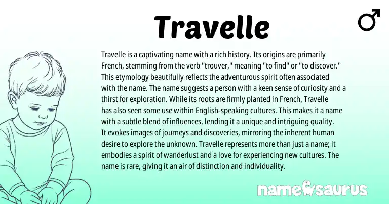 Infographic about Travelle name meaning, Travelle is a name from French, English origin(s).