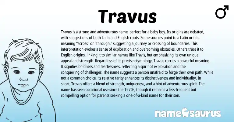 Infographic about Travus name meaning, Travus is a name from Latin, American origin(s).